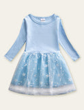 Star and Moon Mesh Long Sleeve Dress - CCMOM