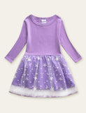 Star and Moon Mesh Long Sleeve Dress - CCMOM