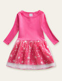 Star and Moon Mesh Long Sleeve Dress - CCMOM