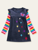 Star Butterfly Embroidered Long Sleeve Dress - CCMOM