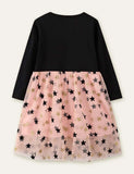 Star Printed Mesh Long Sleeve Dress - CCMOM