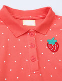 Strawberry Embroidered Polka Dot Long Sleeve Dress - CCMOM