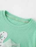 Swan Appliqu¡§| Mesh Long Sleeve Dress - CCMOM