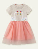 Swan Lake Appliqu¡§| Sequins Dress - CCMOM