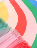 Today Only-Toddler Girl Rainbow Short Sleeves Tulle Dress - CCMOM