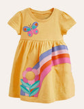 Toddler & Kid Rainbow Butterfly Appliqu¡§| Short Sleeves Splice Dress - CCMOM