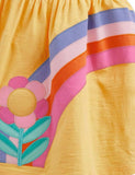 Toddler & Kid Rainbow Butterfly Appliqu¡§| Short Sleeves Splice Dress - CCMOM
