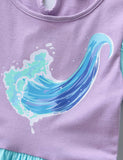 Toddler & Kids Girl Mermaid Sea Printed Short Sleeves Dress With Pocket - CCMOM