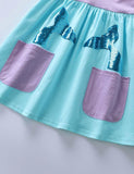 Toddler & Kids Girl Mermaid Sea Printed Short Sleeves Dress With Pocket - CCMOM