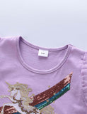 Toddler & Kids Unicorn Embroidered Mesh Flutter-sleeve Party Dress - CCMOM
