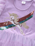 Toddler & Kids Unicorn Embroidered Mesh Flutter-sleeve Party Dress - CCMOM