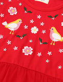 Toddler Bird Appliqu¡§| Flower Embroidered Long Sleeve Dress - CCMOM