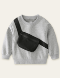 Toddler Black Bag Decorative Crew Neck Pull Over Sweatshirt - CCMOM