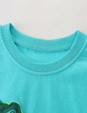 Toddler Boy Dinosaur Embroidered 100% Cotton T-shirt - CCMOM