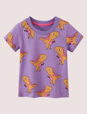 Toddler Boy Dinosaur Full Print 100% Cotton T-shirt - CCMOM