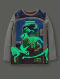 Toddler Boy Dinosaur Glowing Appliqu¡§| Long Sleeve Shirt