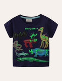 Toddler Boy Glowing Animal World Appliqu¡§| 100% Cotton T-shirt