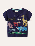 Toddler Boy Glowing Animal World Appliqu¡§| 100% Cotton T-shirt - CCMOM
