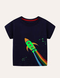 Toddler Boy Glowing Dinosaur Appliqu¡§| 100% Cotton T-shirt - CCMOM