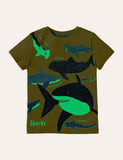 Toddler Boy Glowing Dinosaur Appliqu¡§| 100% Cotton T-shirt - CCMOM