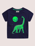 Toddler Boy Glowing Dinosaur Appliqu¡§| 100% Cotton T-shirt - CCMOM