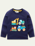 Toddler Boy Truck & Excavator Embroidered Long Sleeves Sweatshirt