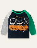 Toddler Cartoon Printed Patchwork Pull Over Long Sleeves T-shirt - CCMOM