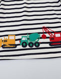 Toddler Excavator Appliqu¡§| Striped Long Sleeve T-shirt - CCMOM