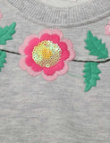Toddler Flower Embroidered Crew Neck Pull Over Sweatshirt - CCMOM