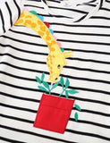 Toddler Giraffe Appliqu¡§| Long Sleeves Ruffle Hem Splice Dress - CCMOM