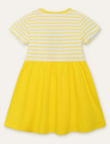 Toddler Girl 3D Ice Cream Appliqu¡§| Stripe Short Sleeves Splice Cotton Dress - CCMOM
