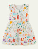 Toddler Girl Animals Printed Flutter-sleeve Dress - CCMOM
