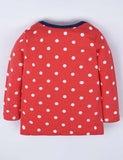 Toddler Girl Bird Emboridered Polka Dots Long Sleeves Shirt - CCMOM