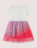Toddler Girl Butterfly Applique Splicing Gradient Mesh Dress - CCMOM