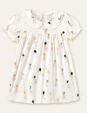 Toddler Girl Butterfly Girl Printed Lapel Collar Dress - CCMOM
