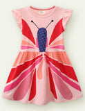 Toddler Girl Butterfly Print Flutter-sleeve Dress - CCMOM