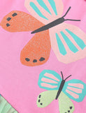 Toddler Girl Butterfly Printed Splicing Rainbow Mesh Dress - CCMOM