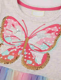 Toddler Girl Butterfly Sequin Gauze Splicing Rainbow Mesh Dress - CCMOM