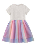 Toddler Girl Butterfly Sequin Gauze Splicing Rainbow Mesh Dress - CCMOM