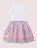 Toddler Girl Butterfly Sequins Flutter Sleeves Splicing Tulle Dress - CCMOM