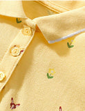Toddler Girl Cartoon Printed Button Design Ruffle Hem Flutter-sleeve Dress - CCMOM