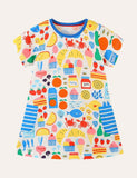 Toddler Girl Cartoon Printed Casual Short Sleeves Dress - CCMOM