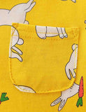 Toddler Girl Cartoon Rabbit Print Short Sleeve Splice Dress With Pocket - CCMOM