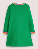 Toddler Girl Cute Cat Appliqu¡§| Rainbow Cuffs Short Sleeves Dress - CCMOM