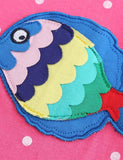 Toddler Girl Fish Appliqu¡§| Short Sleeves Casual Polka Dots Dress - CCMOM
