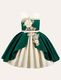 Toddler Girl Floral Embroidered Sleeveless Bow Belted Party Dress - CCMOM