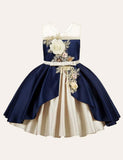 Toddler Girl Floral Embroidered Sleeveless Bow Belted Party Dress - CCMOM
