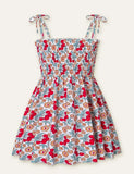 Toddler Girl Floral Fruit Full Print High Waist Spaghetti Strap Dress - CCMOM