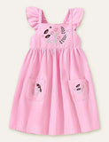 Toddler Girl Flower Embroidered Flutter-sleeve Casual Dress With Pocket - CCMOM