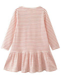 Toddler Girl Flower Embroidered Long Sleeve Ruffle Hem Dress - CCMOM